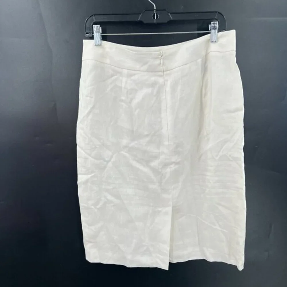 Brooks Brothers 100% Irish linen‎ pencil skirt ivory old money preppy lined 8 - Picture 6 of 10
